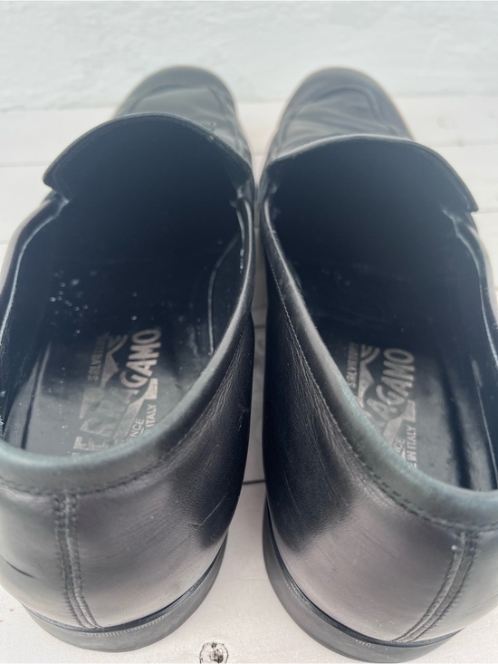 Salvatore Ferragamo Black Leather Penny Loafers